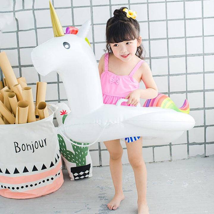 Flyboo Baby Schwimmring Aufblasbarer Einhorn Schwimmsitz Kinderboot Kinder Schwimmhilfe mit Sonnensc