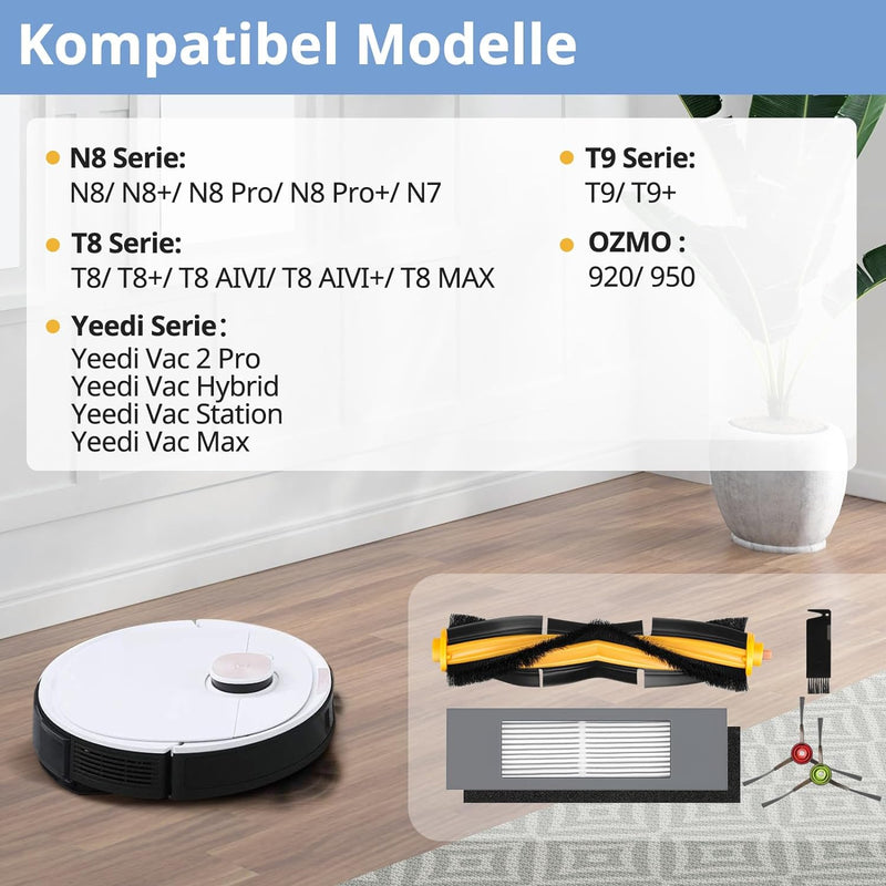 12 Stück Zubehör für Ecovacs Deebot N8, T8, Ersatzteile für Ecovacs N8/ N8+/ N8 Pro/ N8 Pro+/ N7,T8/