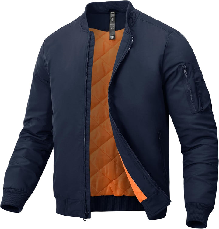 Bomberjacke Herren Warm Gefüttert Winterjacke Übergangsjacke US Fliegerjacke Militär Bomber Stehkrag