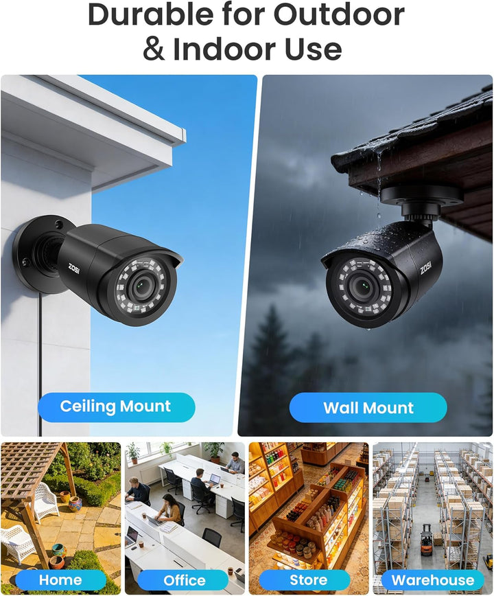 ZOSI 1080p Aussen Video Überwachungskamera Set mit Kabel,8CH 5MP Lite DVR Recorder mit 1TB Festplatt