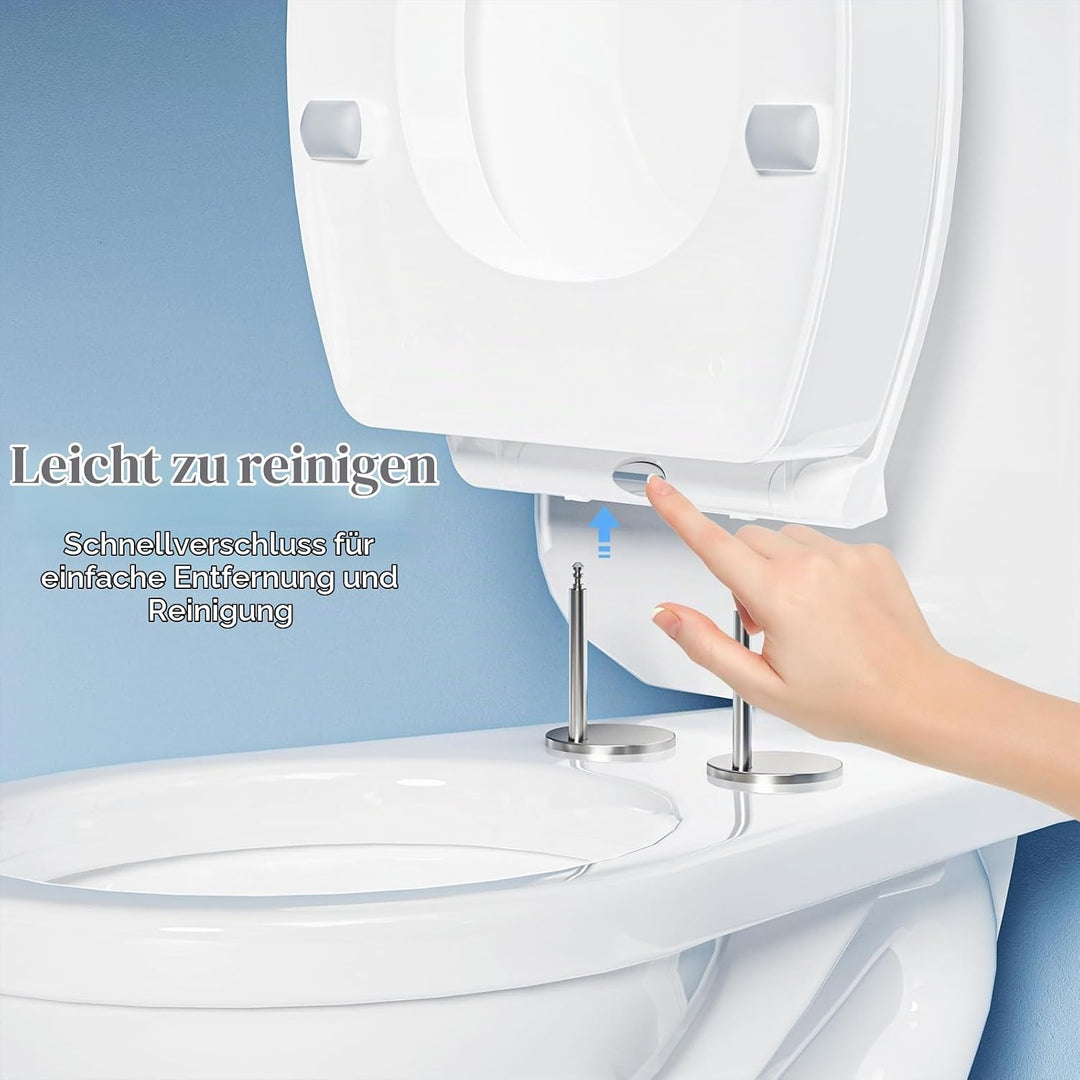 SAMODRA Toilettensitzerhöhung mit Absenkautomatik, oval, Schnellverschluss für einfaches Anbringen u