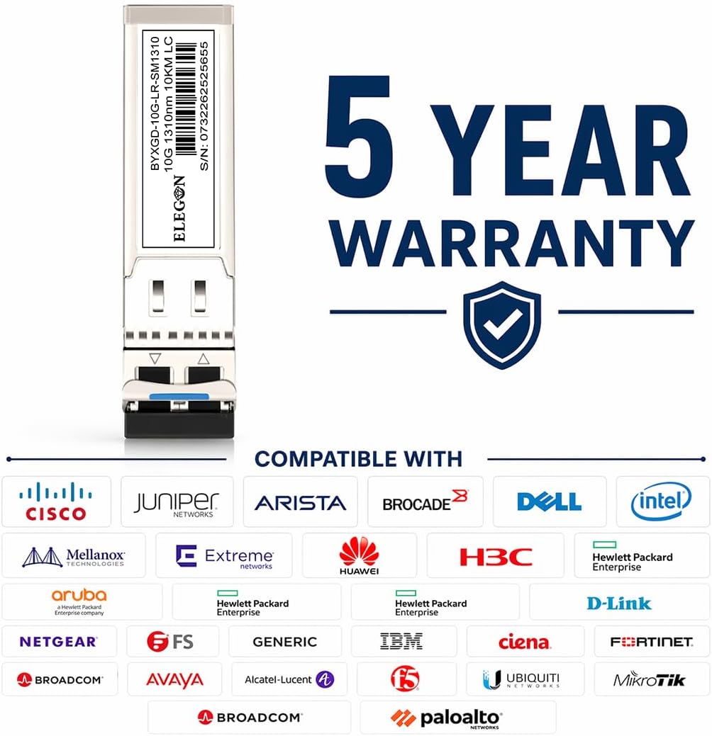 10GBASE-SR SFP+ Transceiver, 10G 850nm MMF 400m OM4/300m OM3, Duplex LC, DDM, NAS HPC, kompatibel Ci