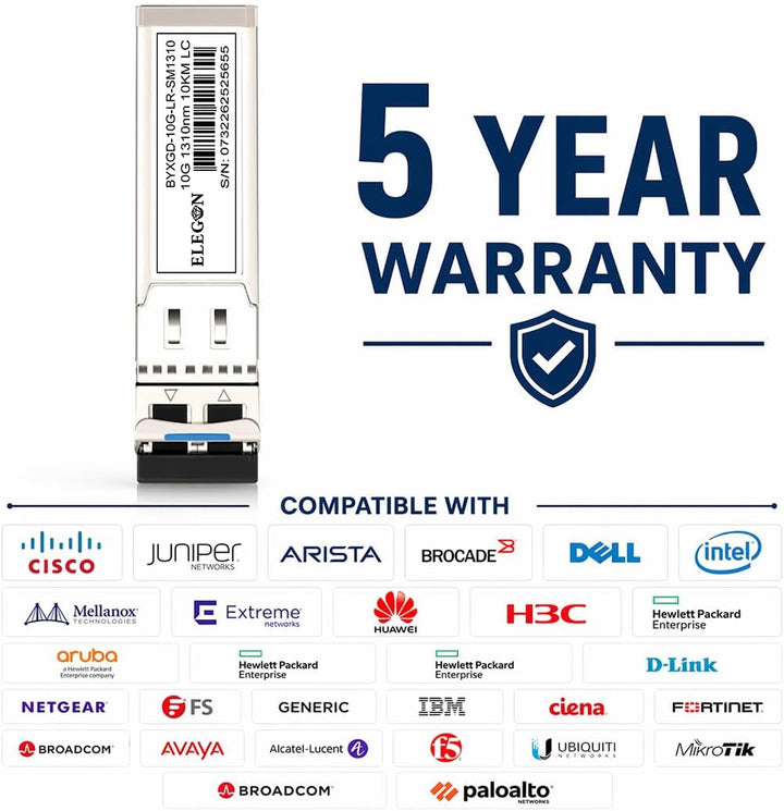 10GBASE-SR SFP+ Transceiver, 10G 850nm MMF 400m OM4/300m OM3, Duplex LC, DDM, NAS HPC, kompatibel Ci