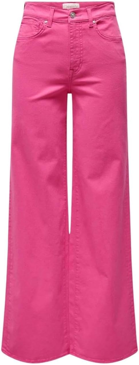 ONLY Women's ONLMADISON HW Wide COL Long PNT Hose M / 32L Raspberry Rose, M / 32L Raspberry Rose