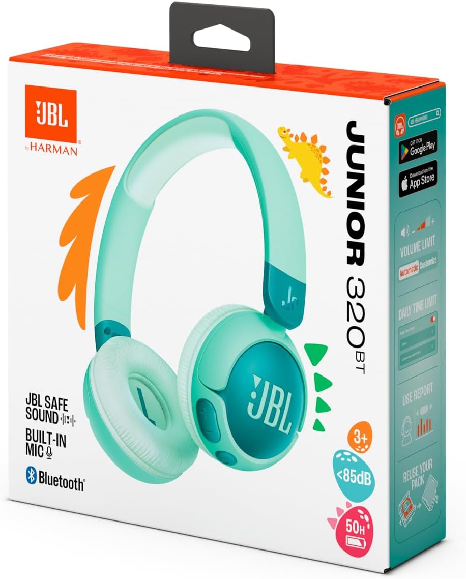 JBL Junior 320 BT, Kabellose On-Ear Bluetooth-Kopfhörer mit eingebautem Mikrofon für Kinder, 50 h Wi