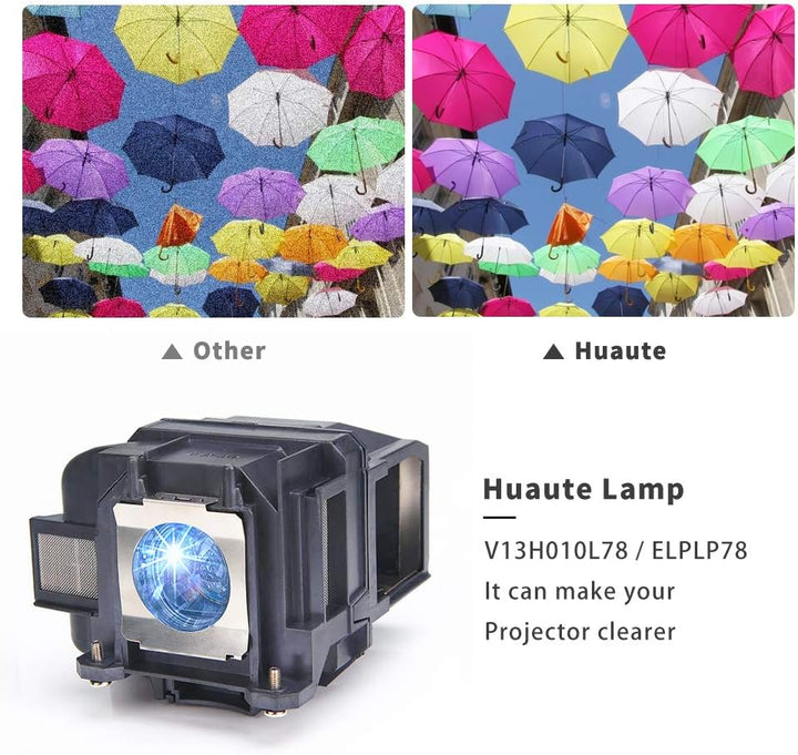 Huaute V13H010L78 / ELPLP78 Ersatzlampe mit Gehäuse für Epson EB-945/955W/965/S17/S18/SXW03/SXW18/W2