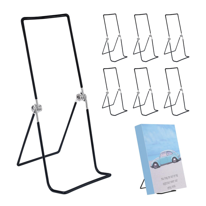6er Set Metall Buchständer 23 cm (Schwarz), Verstellbarer Präsentationsständer für Bücher, Bilderrah