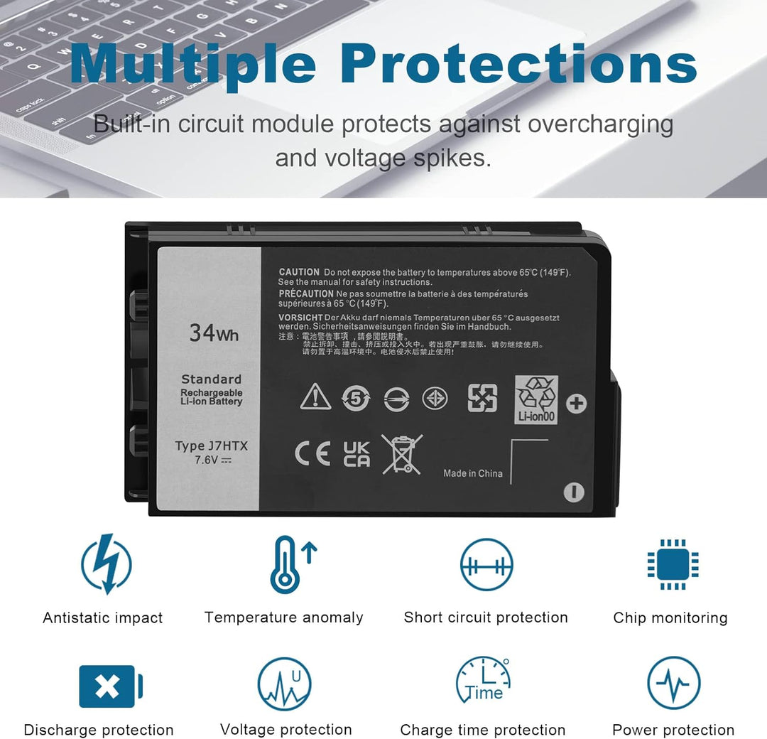 ARyee J7HTX Akku kompatibel mit Dell Latitude 7202 7212 Rugged Extreme Tablet Serie, Ersatz für J7HT