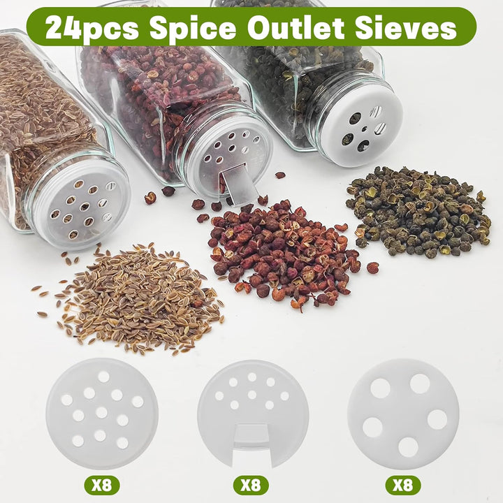 Gewürzgläser Eckig 24er Set, Withosent 120ml Gewürzdosen Glas Gewürzstreuer mit Schraubkappe, Gewürz