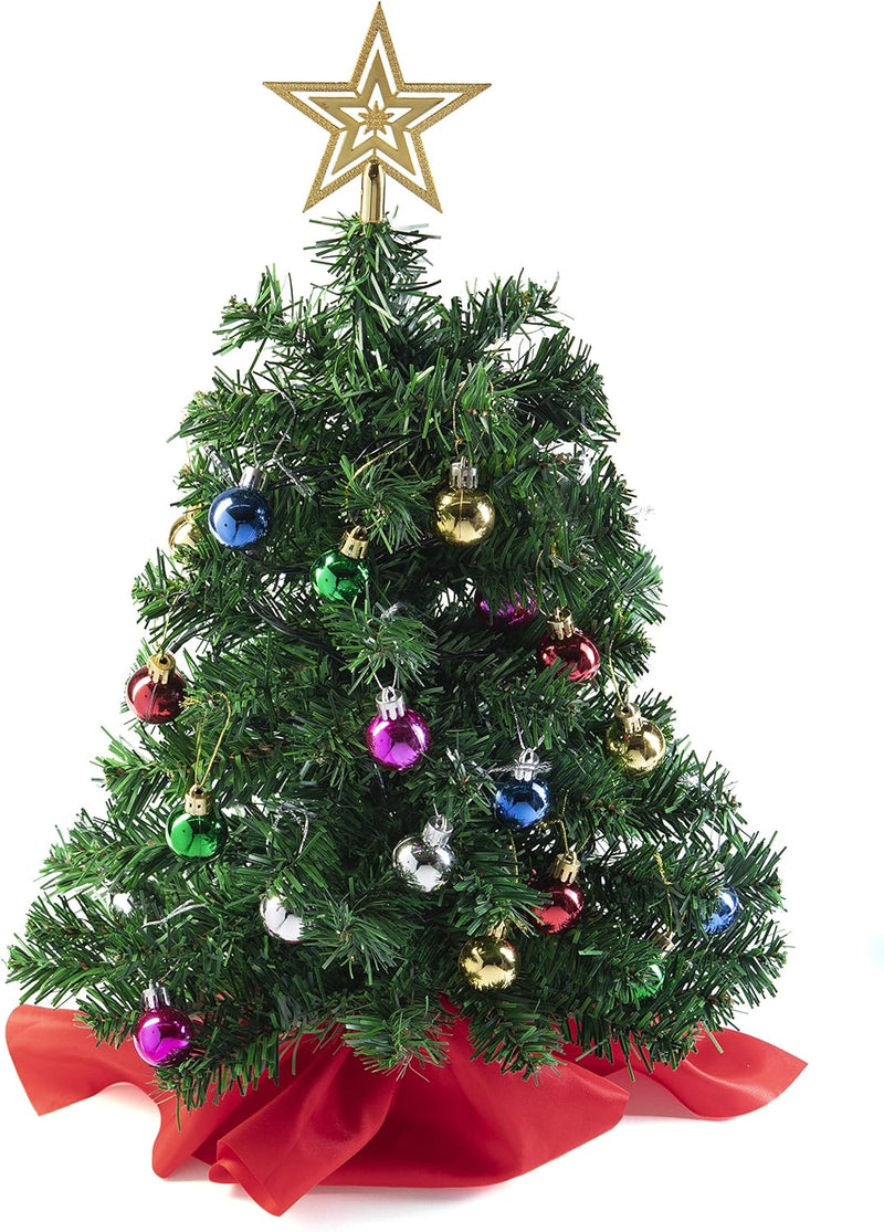Prextex Weihnachtsbaum Künstlich 56cm, Mini Weihnachtsbaum Set für Tische mit Stern-Baumspitze und h