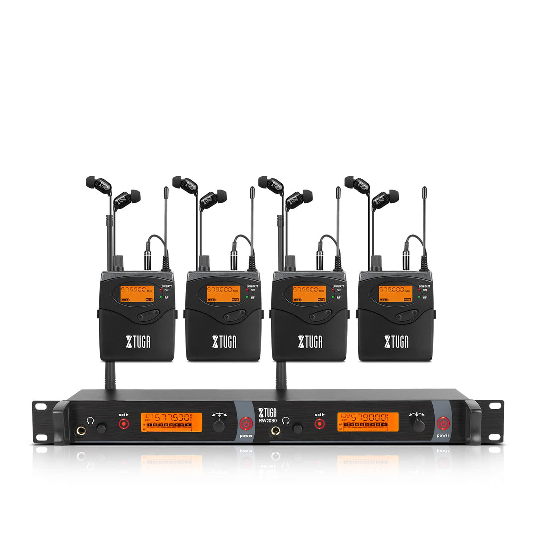XTUGA RW2080 Rocket Audio Ganzmetall Wireless In-Ear Monitor System 2 Kanal 4 Bodypack Überwachung m