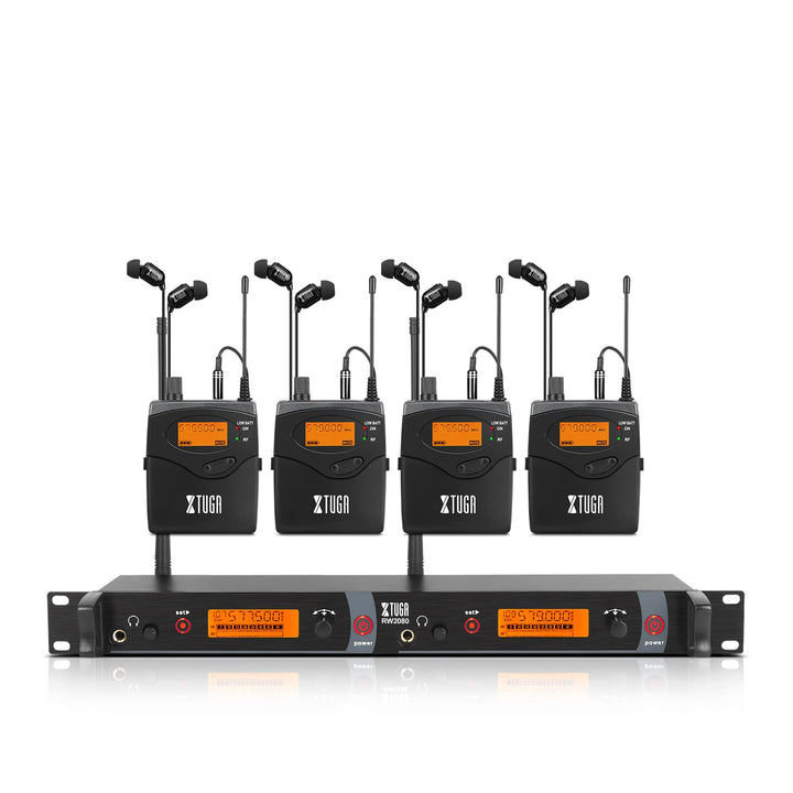 XTUGA RW2080 Rocket Audio Ganzmetall Wireless In-Ear Monitor System 2 Kanal 4 Bodypack Überwachung m