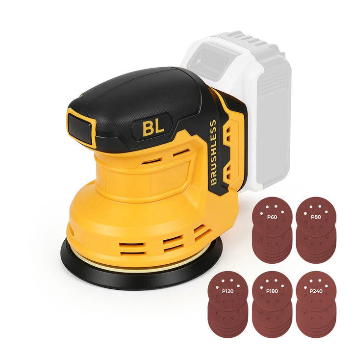 Akku-Exzenterschleifer, Kompatibel mit Dewalt 20V Batterie, 3 Geschwindigkeiten, 9700-19000 U/min Bü