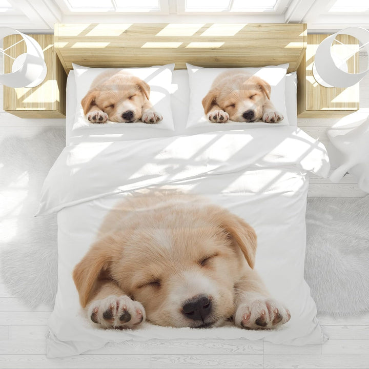 Hoimlm Kinder Bettwäsche 135x200 Hund bedruckter Bettbezug Kopfkissenbezug, Microfaser Bettbezug Set