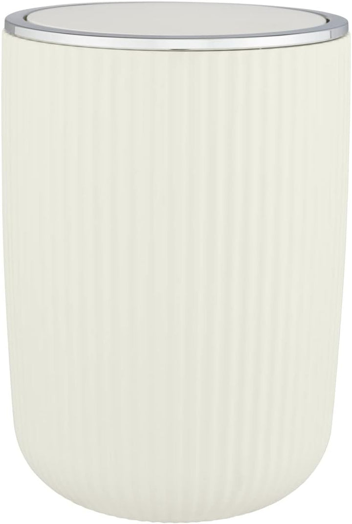 WENKO Schwingdeckeleimer Mod. Agropoli L Cremeweiss, 5,5 Liter, Badezimmer-Mülleimer mit Deckel, Abf