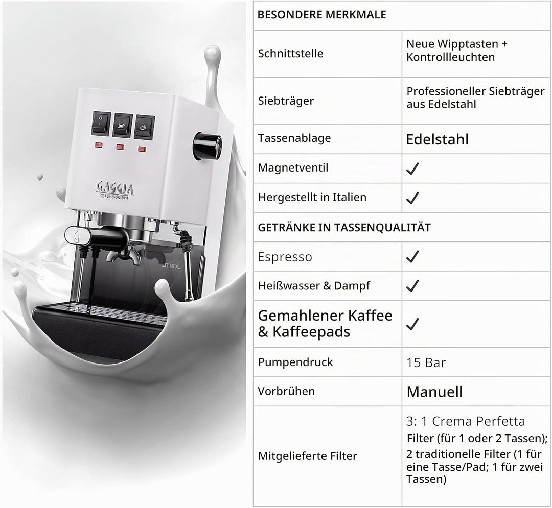 Gaggia Classic Evo weiss RI9481/13 Polarweiss, Polarwei&amp;