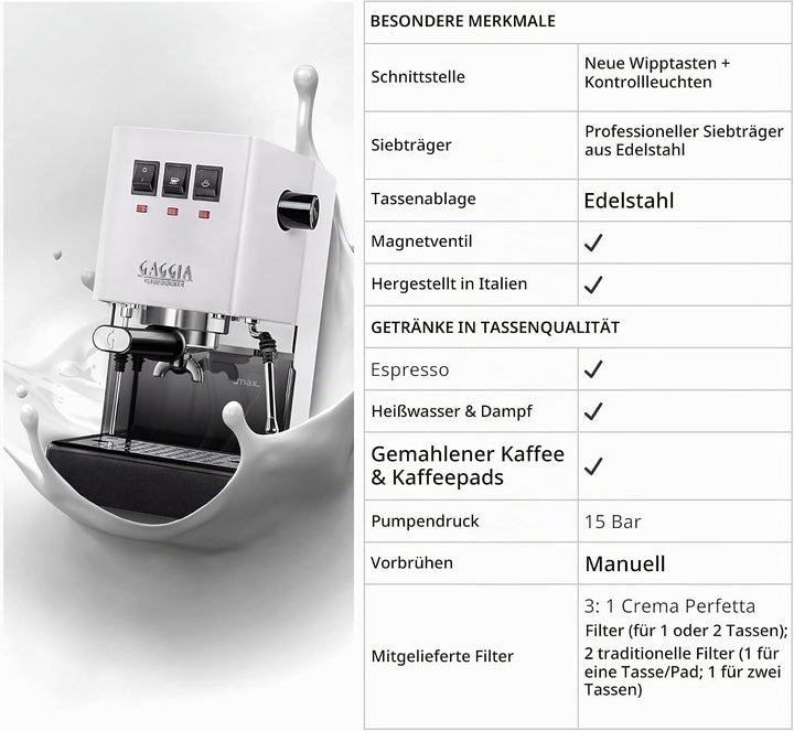 Gaggia Classic Evo weiss RI9481/13 Polarweiss, Polarwei&amp;