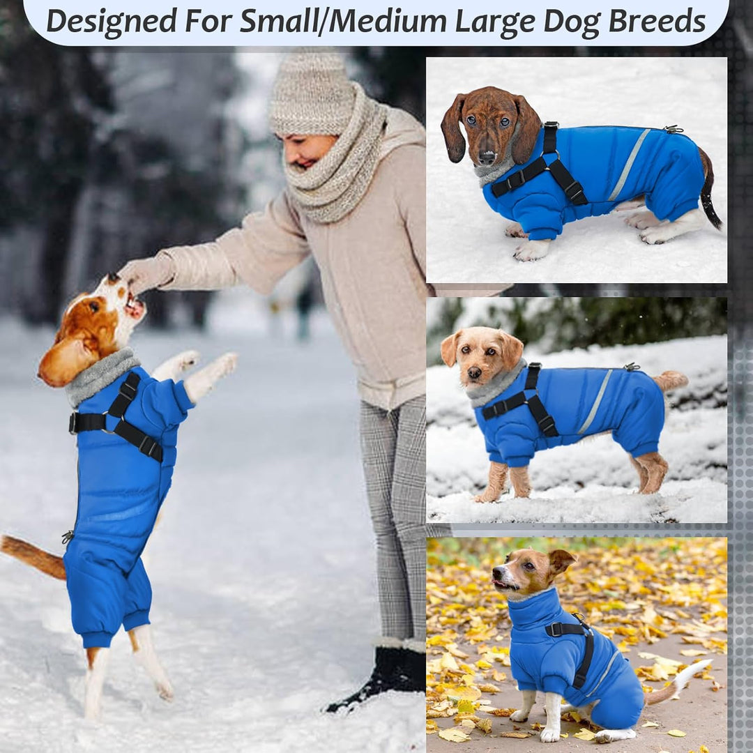 Wasserdichter Hundemantel, Hundejacke mit Geschirr, Wintermantel Hund für kleine Mittel Grosse Hunde