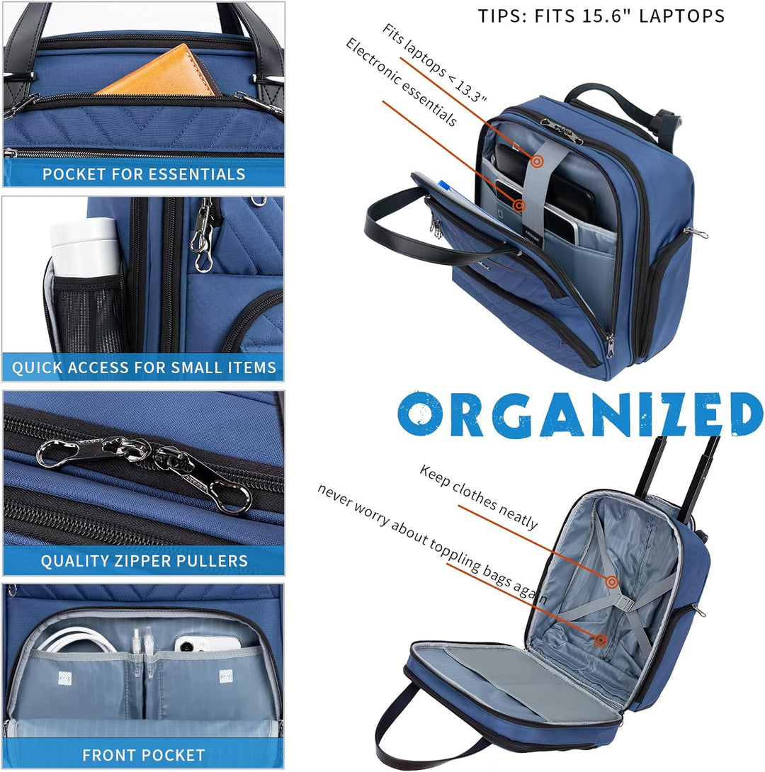 KROSER Handgepäck Koffer Trolley 40cm, Carry On Untersitzer Multifunktional 16-Zoll Leichter Über-Na
