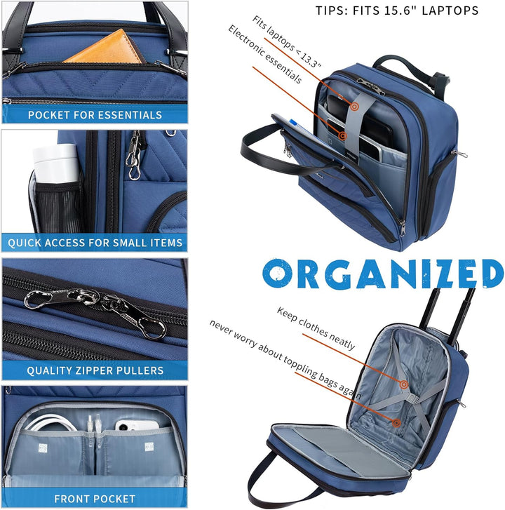KROSER Handgepäck Koffer Trolley 40cm, Carry On Untersitzer Multifunktional 16-Zoll Leichter Über-Na