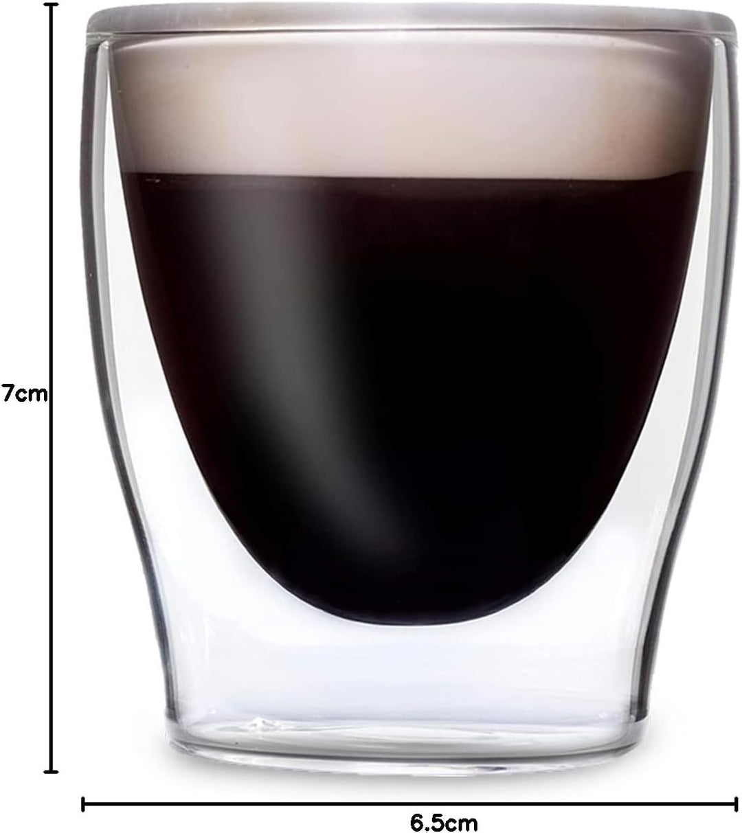 DUOS® Espressotassen Set 2x 80ml + 2x Löffel - Espresso Gläser, Espresso Tassen, Doppelwandige Gläse