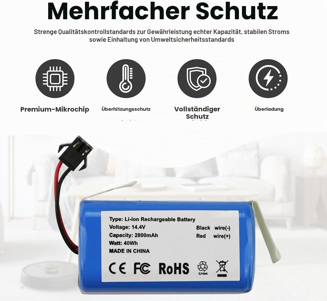 ANTIEE Vacuum Cleaner Akku Kompatibel mit LEFANT T700/M210P/M1/Venga VG RVC 3000 RoboVac 2800mAh, 14