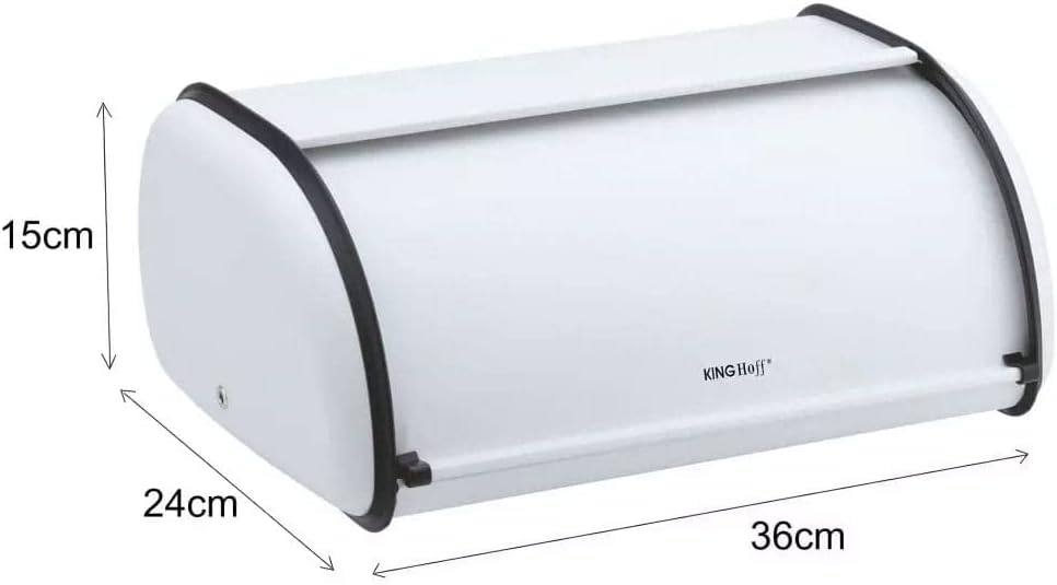 KING HOFF Brotkasten Brotbox Brotbehälter Brotdose aus Stahl (Weiss) Weiss Klein, Weiss Klein