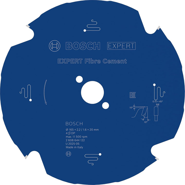 Bosch Professional 1x Kreissägeblatt Expert for Fiber Cement (Faserzement, Sägeblatt Ø 165 x 20 x 2,