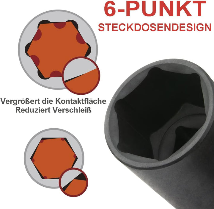 Awang Kraft Schlagschrauber-Nüsse Set 1/2" 8-24mm Schlagnuss-Satz mit 5, 10-inch Verlängerungsstange