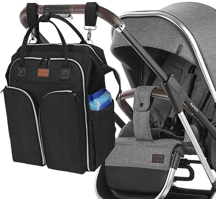 Gloppie Wickeltasche Rucksack Baby Wickelrucksack mit Tragbarer Wickelauflage und Kinderwagengurten,