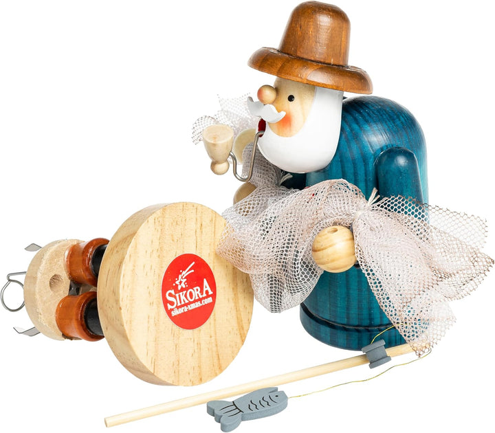 Sikora RM-A Räuchermännchen aus Holz 3 Grössen Verschiedene Motive, Farbe/Modell:A35 blau - Angler,