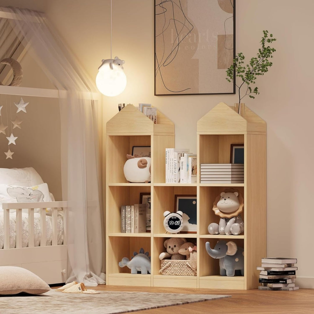 Garvee Bücherregal Kinder Schloss-Design mit Leseecke – Multifunktionales Holzregal mit Spielzeugreg