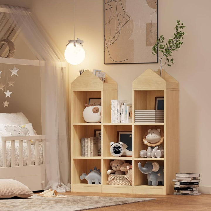 Garvee Bücherregal Kinder Schloss-Design mit Leseecke – Multifunktionales Holzregal mit Spielzeugreg