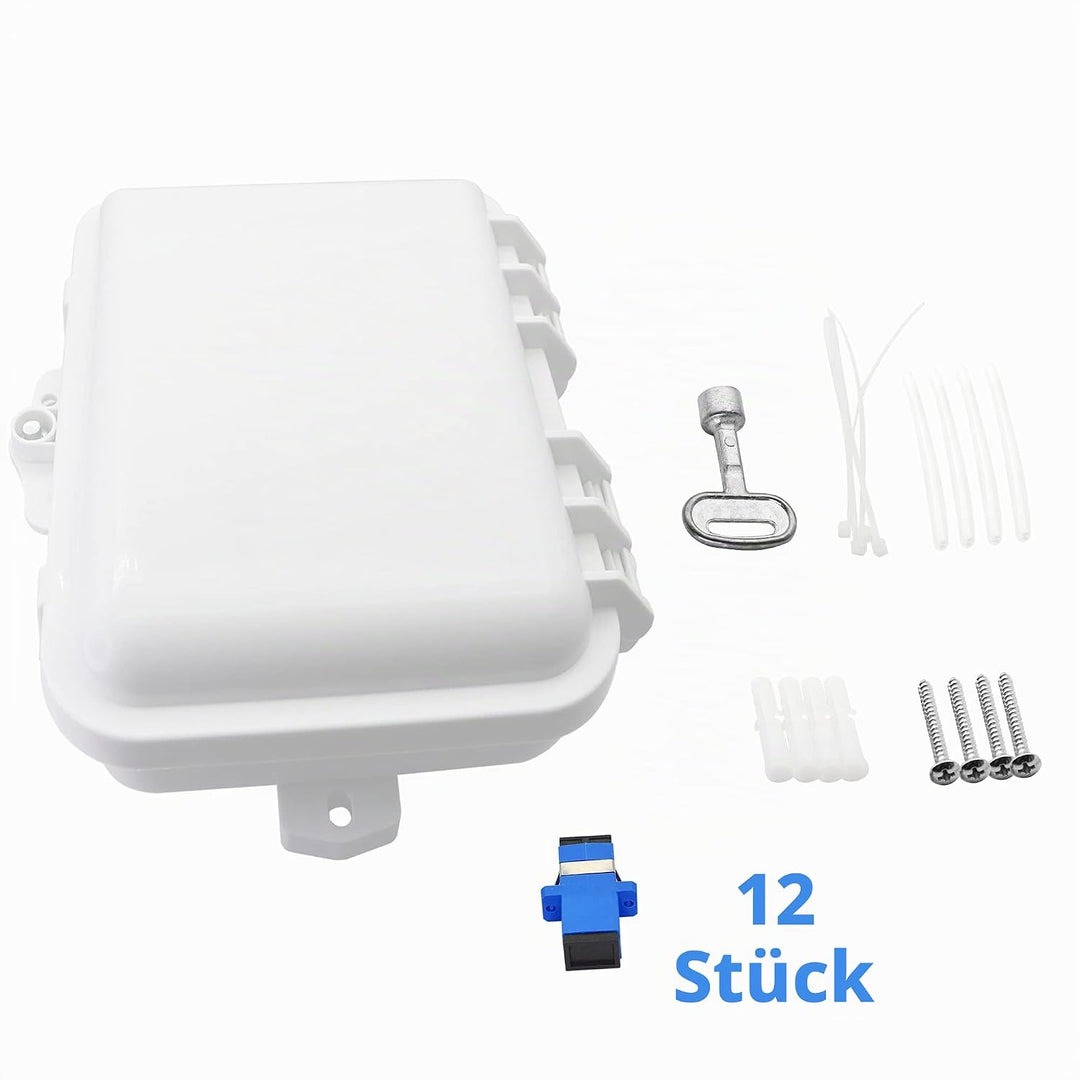 FTTH Faserverteiler-Box, 12 Kerne, Polypropylen, wasserdicht, enthält 1 x FTTH-Glasfaser-Verteilerbo