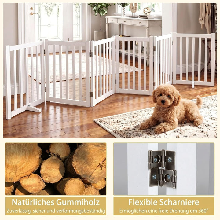 COSTWAY Absperrgitter Hunde 60cm Hoch, Schutzgitter Holz, Kindergitter klappbar, Treppengitter Hunde