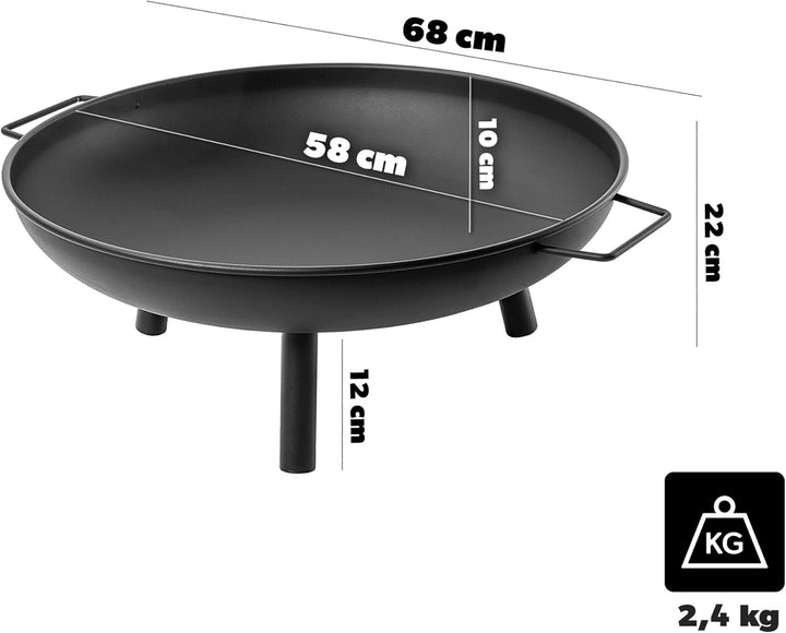 KADAX Feuerschale ⌀ 58 cm, Feuerschalen aus Stahl, Feuerstelle für den Garten, Balkon und Terrasse,