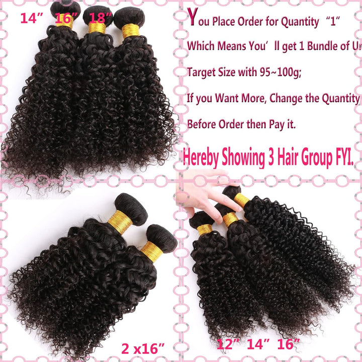 Huarisi Kinky Curly Brazilian Hair Bundle 100g Human Hair Weave Tight Curls Hair Extensions Double W