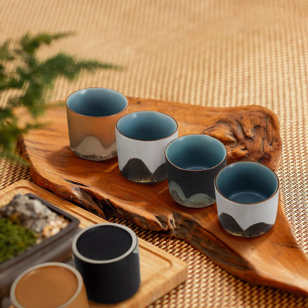 DigiTizerArt Satz von 5 handgezeichnete traditionelle chinesische Keramik Teetasse Teetassen, Pflanz