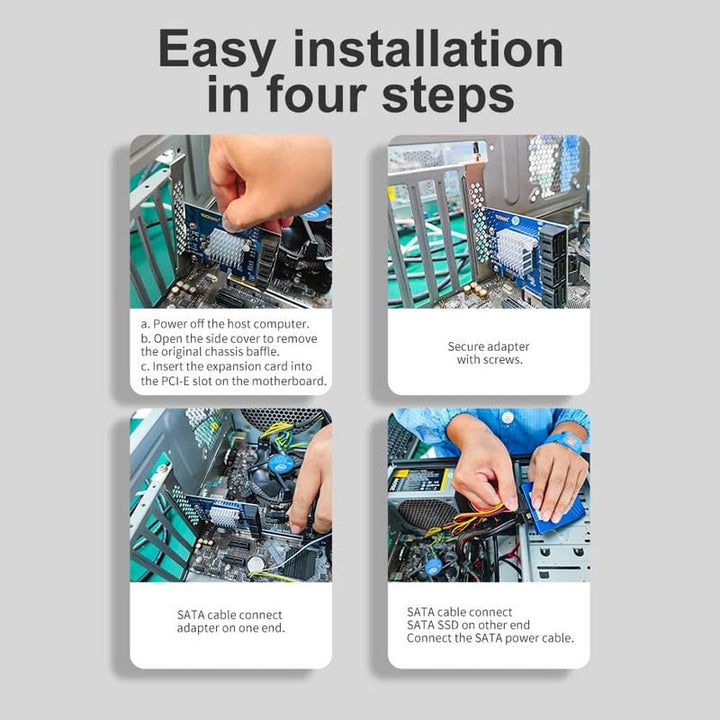 10Gtek 4-Port PCIe SATA-Karte 6 Gbit/s SATA3.0 Controller X1, unterstützt 4 SATA 3.0 Geräte, Windows
