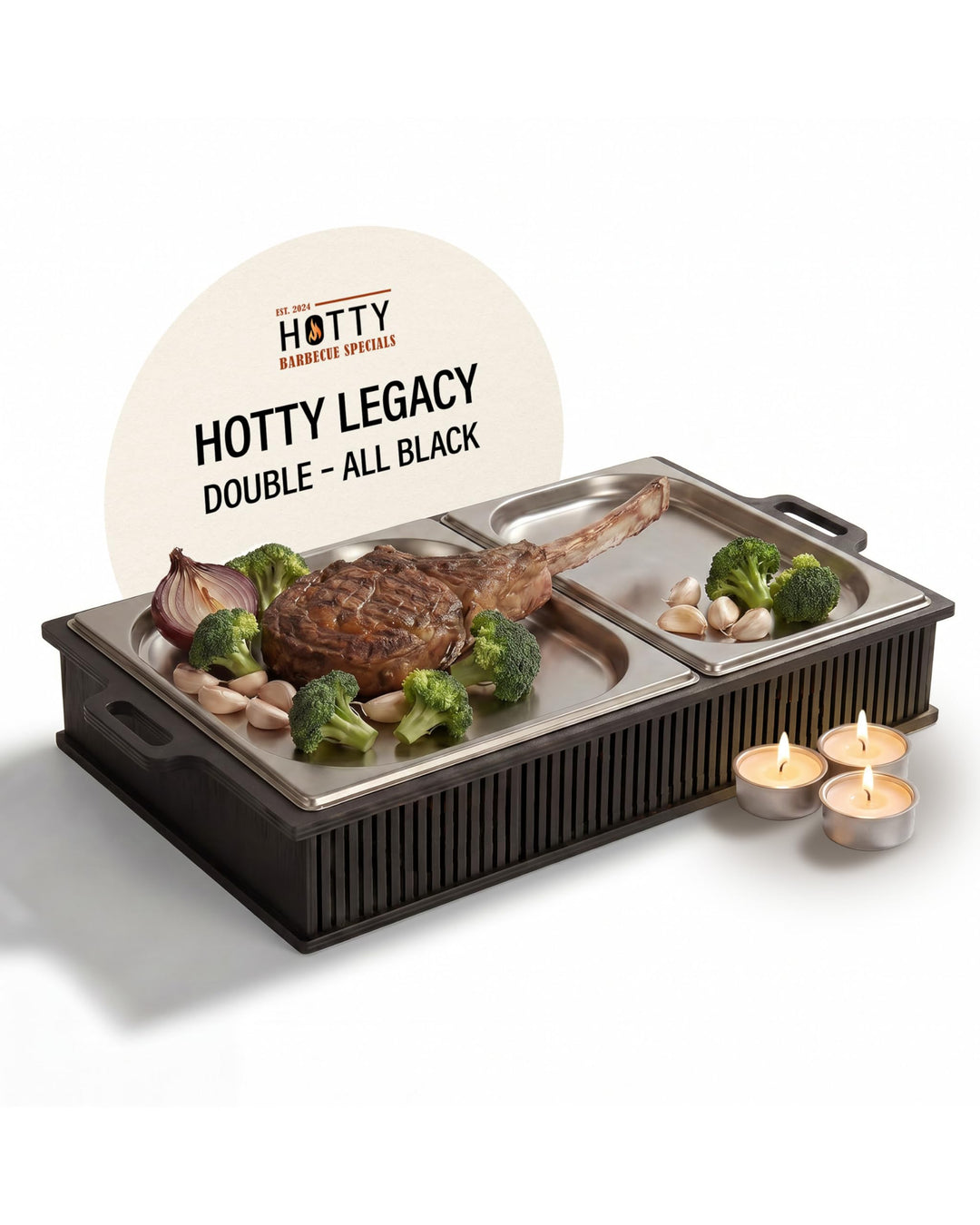 INEXTERIOR Hotty Legacy Warmhalteplatte fürs Grillen – BBQ-Design Speisenwärmer – Stövchen für Grill