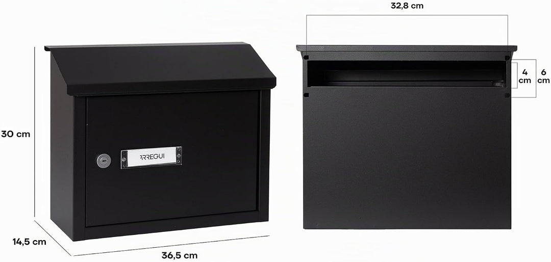 ARREGUI v-4070 V4074 Maxi Durchwurfbriefkasten aus strukturlackiertem Stahl, Grösse M (DIN A4), Brie