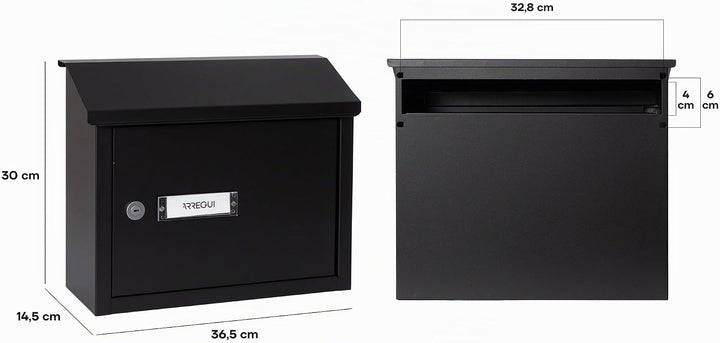ARREGUI v-4070 V4074 Maxi Durchwurfbriefkasten aus strukturlackiertem Stahl, Grösse M (DIN A4), Brie