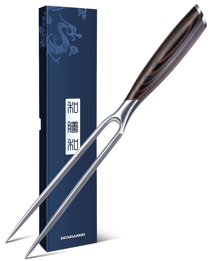 HOSHANHO Fleischgabel 18cm, Messerscharfe Grillgabel mit Zwei Zinken für Fleisch, Professionelle Jap