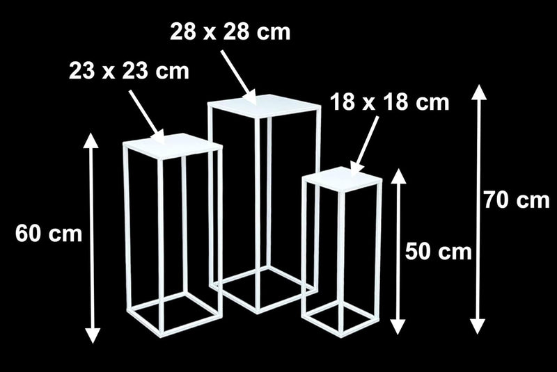 DanDiBo Blumenhocker Metall Weiss Eckig Blumenständer Beistelltisch 96482 3er Set Blumensäule Modern