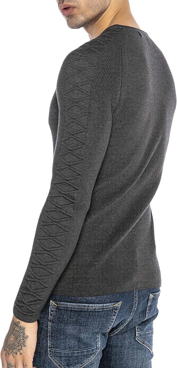 Red Bridge Herren Strickpullover Pullover Slim-Fit Cross Lines, Grau