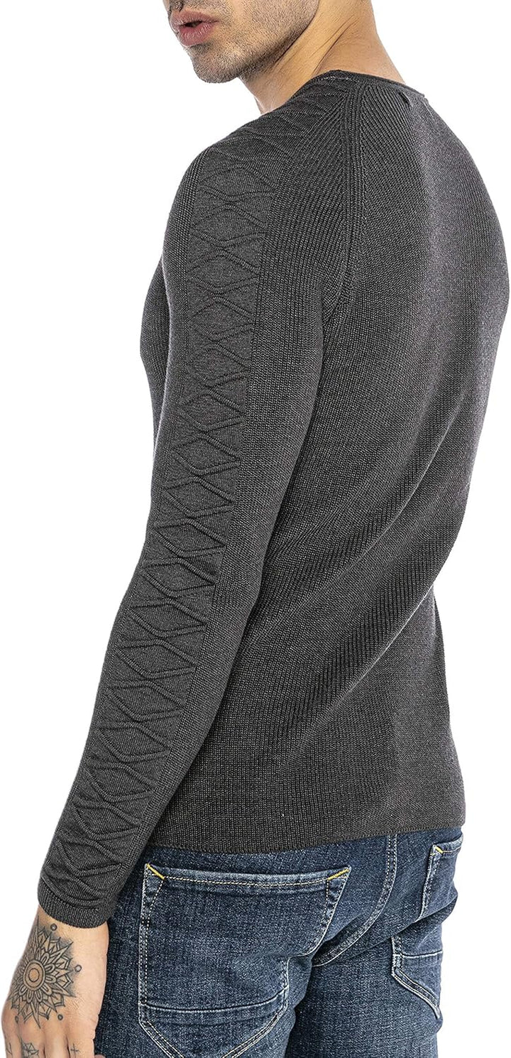 Red Bridge Herren Strickpullover Pullover Slim-Fit Cross Lines, Grau