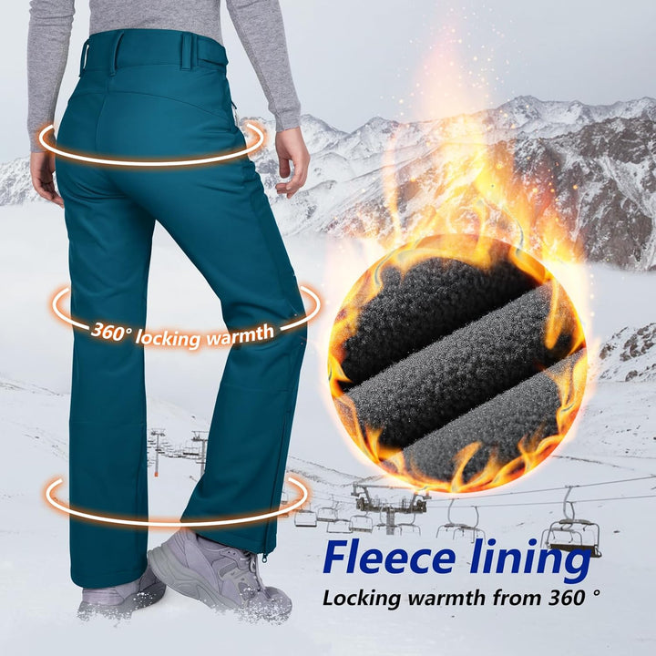 33,000ft Damen Skihose Outdoorhose Wasserdicht Winddichte Softshellhose Warme Gefütterte Trekkinghos
