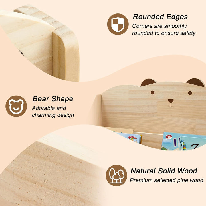 Kinder Bücherregal Montessori mit Rollen & Tafel, 5-stöckiges Kinderregal Kinderbücherregal Kinderzi