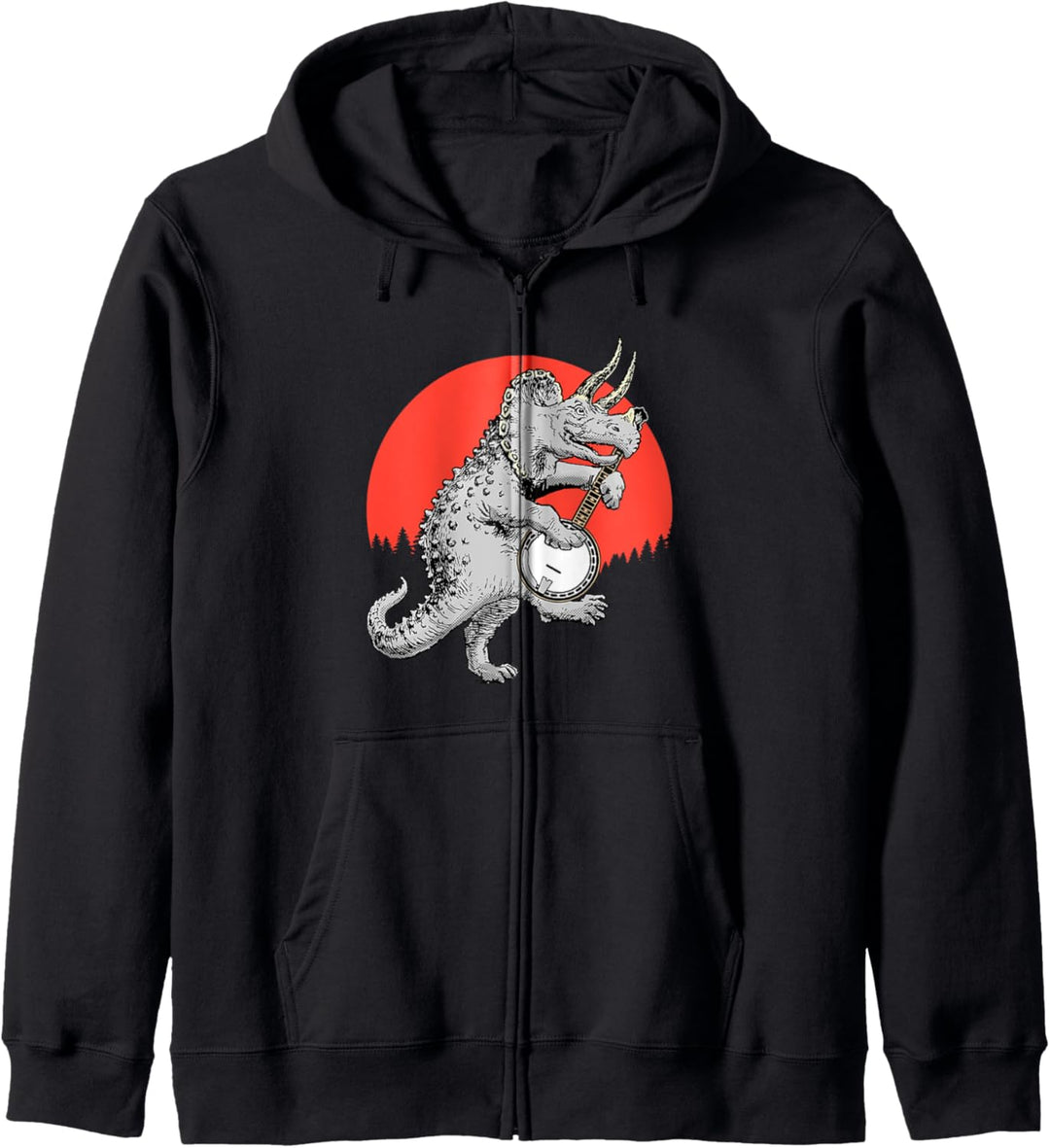Banjosaurus! Funny Triceratops Dinosaur Playing Banjo Retro Kapuzenjacke