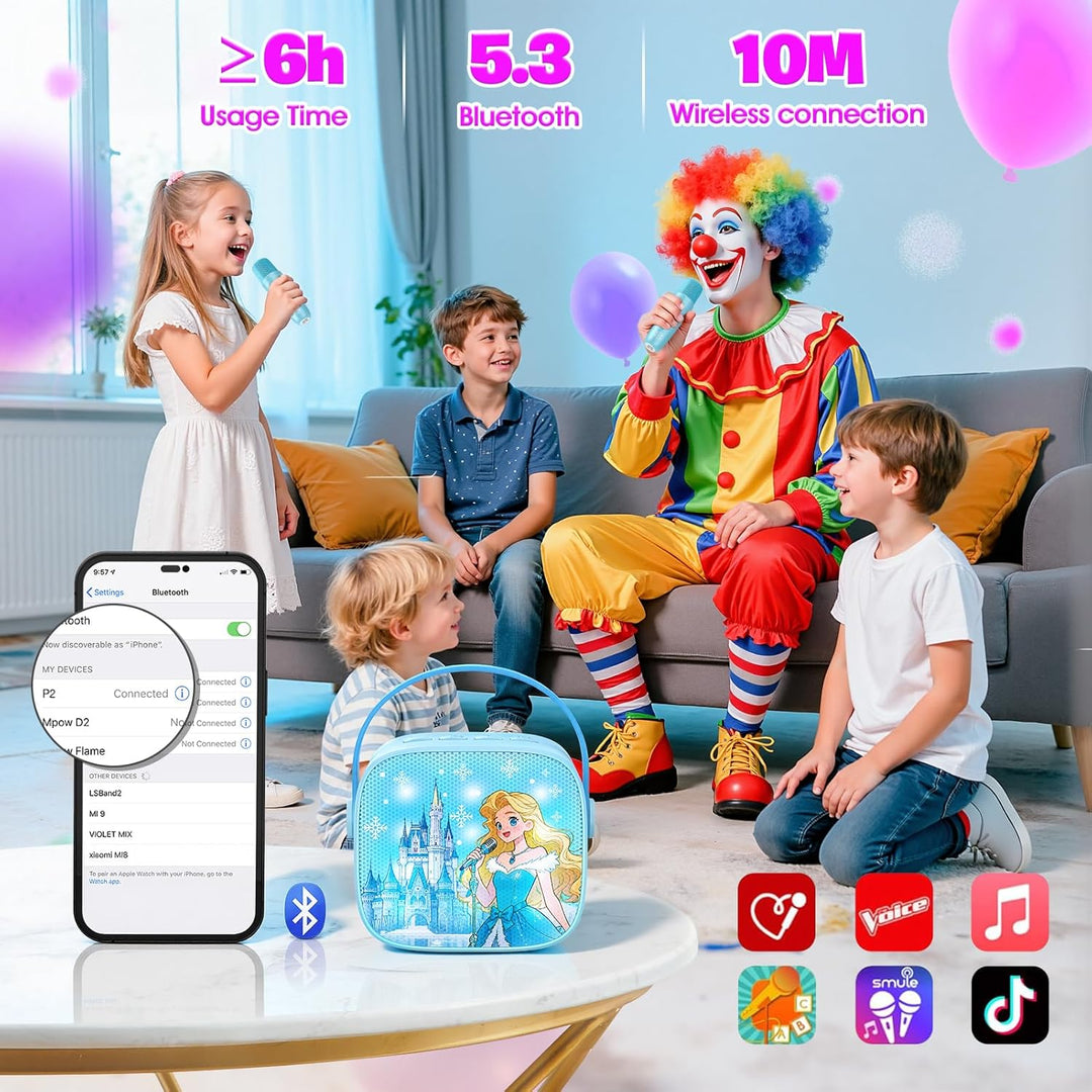 Braxel Karaoke Maschine mit 2 Bluetooth Mikrofon Kinder, Weihnachts Geschenke Spielzeug für Mädchen